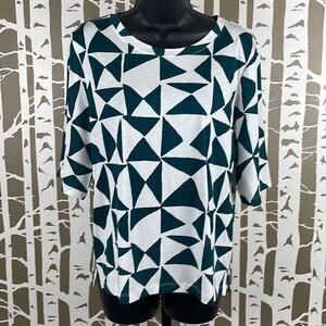 Ann Taylor LOFT Geometric Print Chiffon Sleeve T-Shirt M NEW